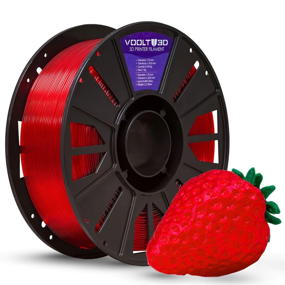 Filamento PETG HF Vermelho Translúcido High Fluidity Premium - 1Kg