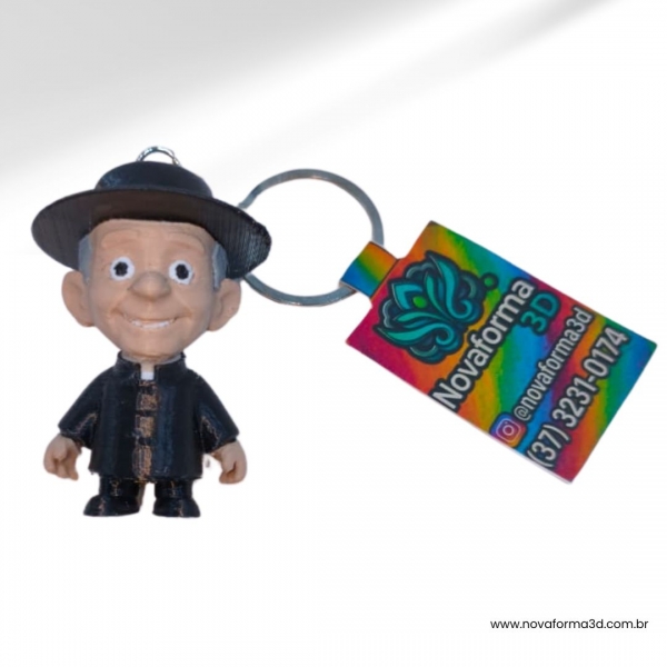 Chaveiro Mini Padre Libério Minimalista 3D (5 cm)