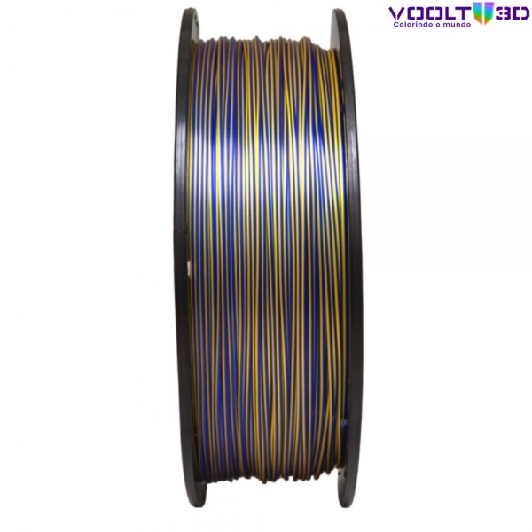 Filamento PLA Duo Color Azul Safira e Dourado V-Silk High Speed Premium - 1Kg