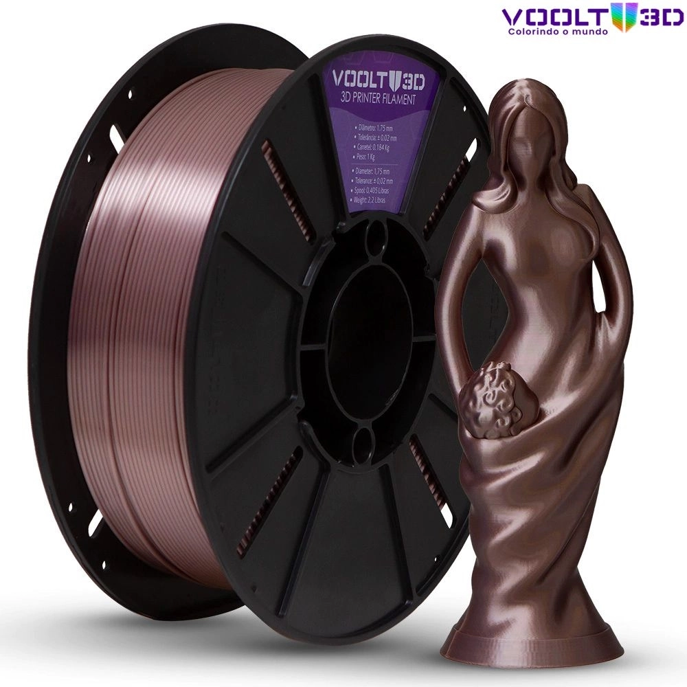 Filamento Voolt 3D - PLA Rose Gold V-Silk High Speed Premium - 1Kg