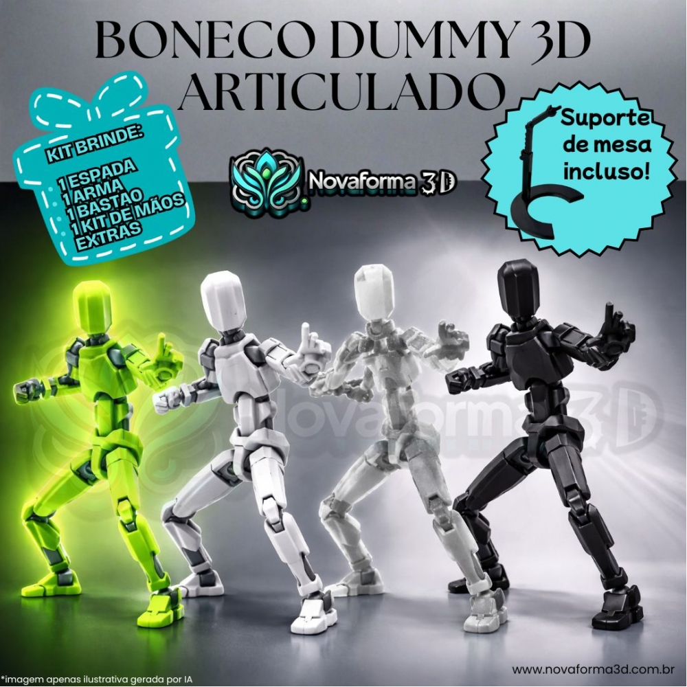 Boneco Dummy 3D Articulado + Acessórios