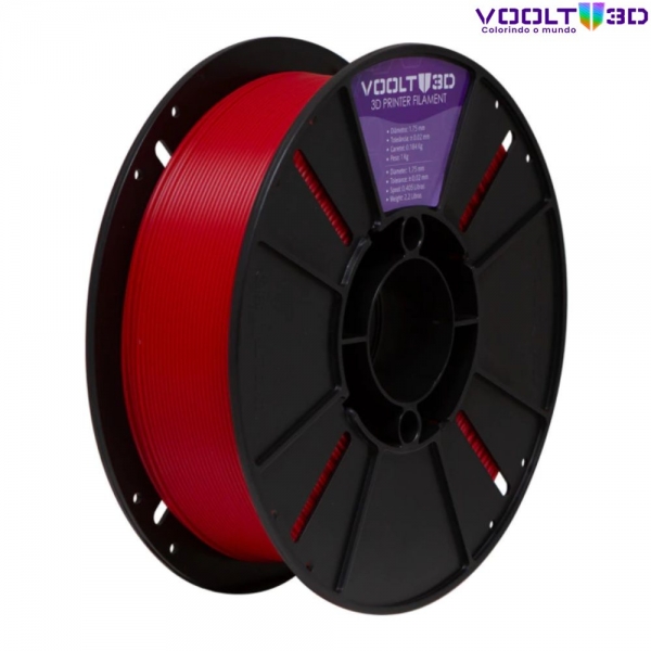 Filamento Voolt 3D - PLA Vermelho High Speed Premium - 1Kg