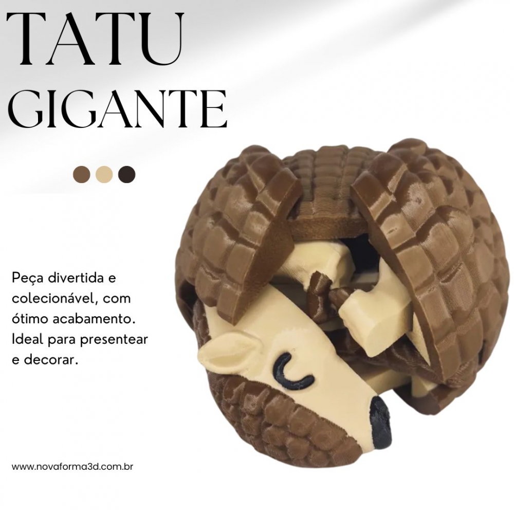 Tatu-Bola Articulado 3D Grande | 16,5 cm | Vira Bolinha