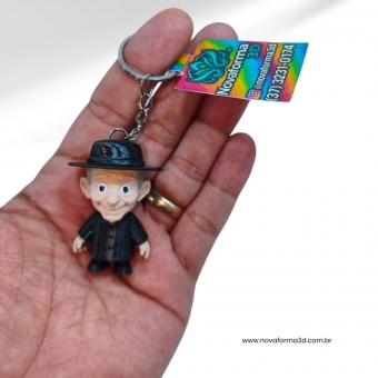 Chaveiro Mini Padre Libério Minimalista 3D (5 cm)