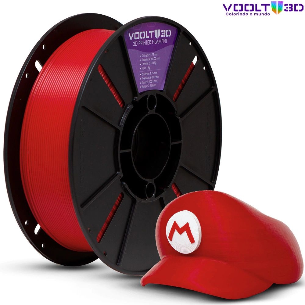 Filamento Voolt 3D - PLA Vermelho High Speed Premium - 1Kg