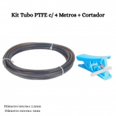 Kit c/ 4 Metros de Tubo PTFE Cinza + Cortador